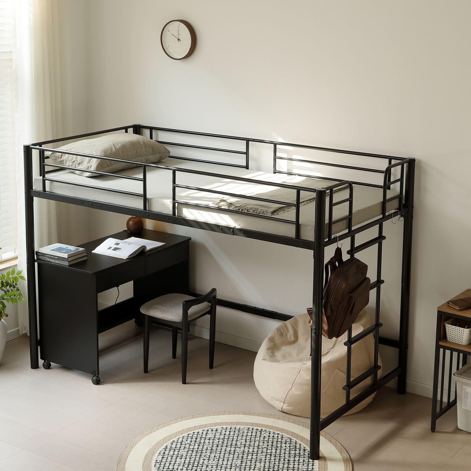 高さ140cm】ロフトベッド パイプベッド シングル 耐荷重150kg システム