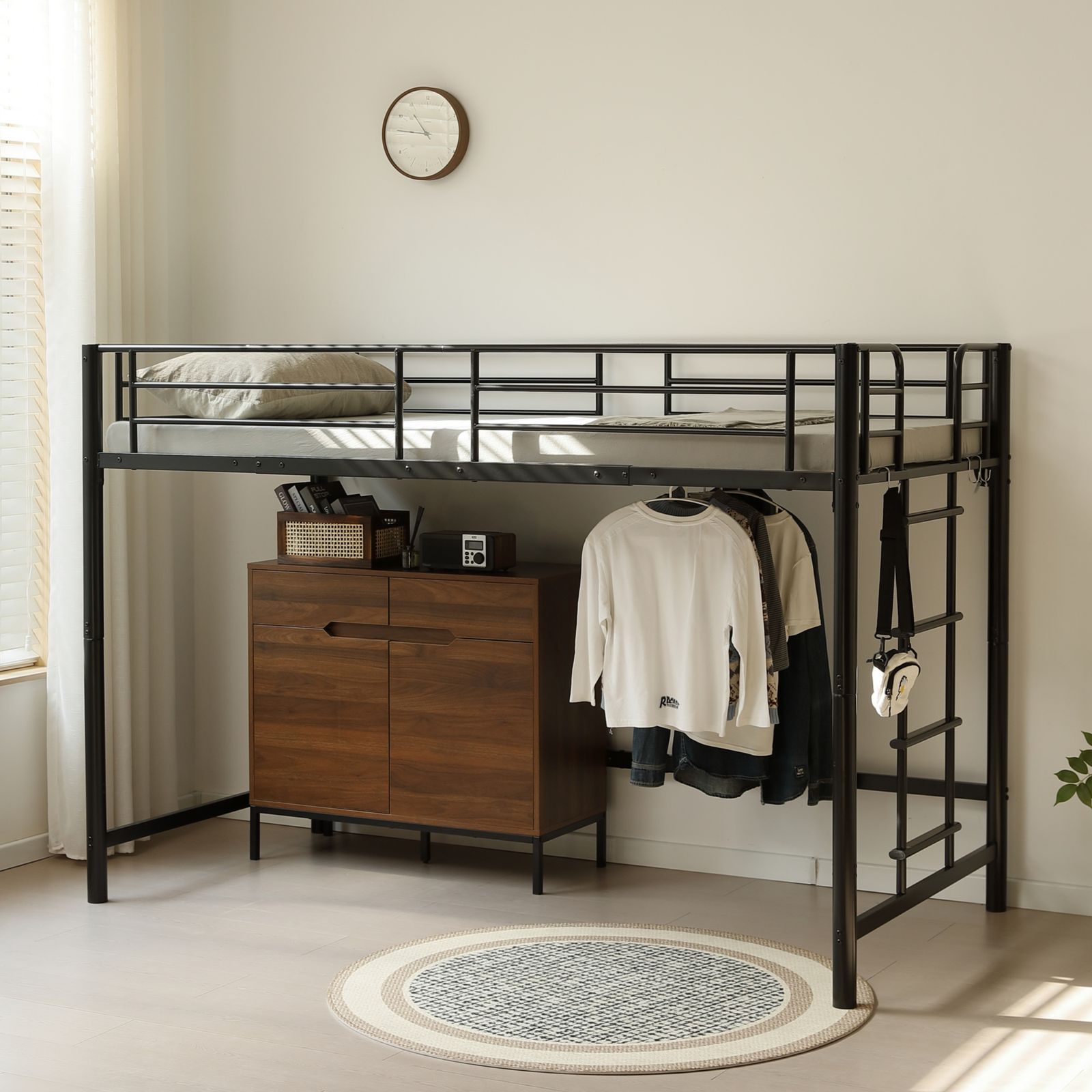 高さ140cm】ロフトベッド パイプベッド シングル 耐荷重150kg システム