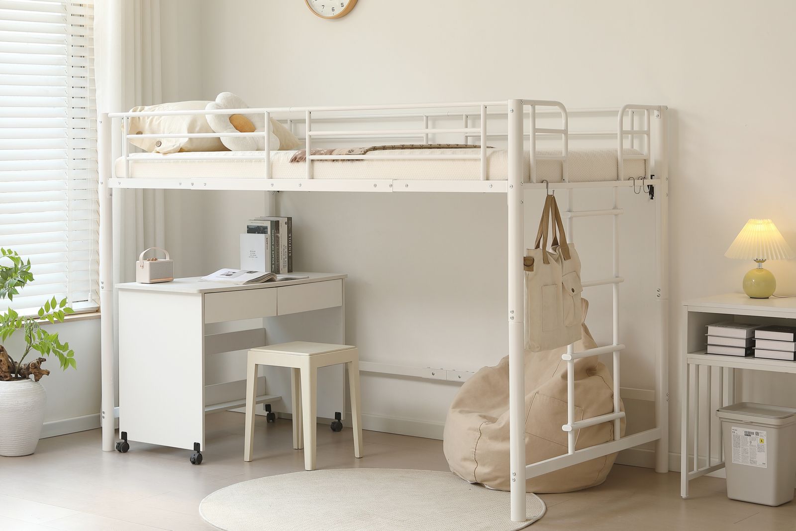 高さ140cm】ロフトベッド パイプベッド シングル 耐荷重150kg システム