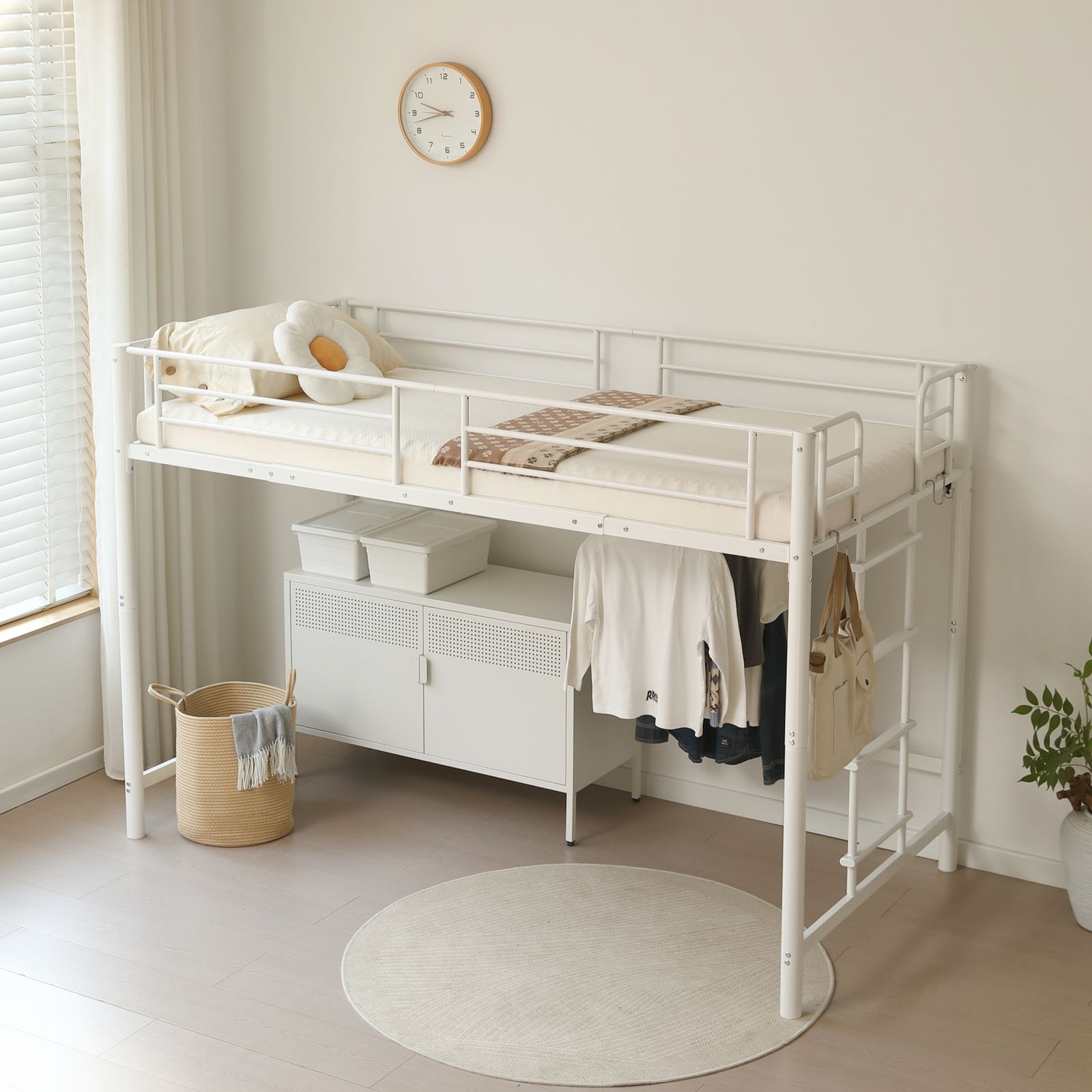 高さ140cm】ロフトベッド パイプベッド シングル 耐荷重150kg システム