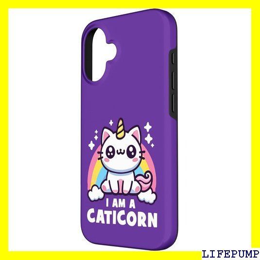 Caticorn、面白くてかわいいアニメレインボーキャット ユニコーン スマホケース iPhone 16 用 4598
