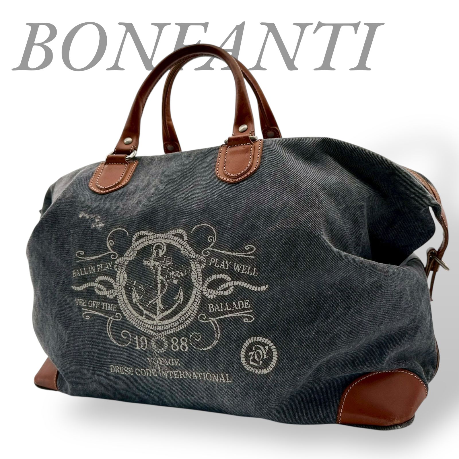 B4516】 BONFANTI ボンファンティ ボストンバッグ デニム グレー ユニ