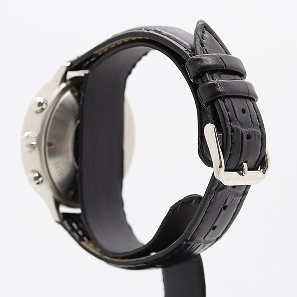  稼働 ジョージジェンセン 382 クロノ ムーンフェイズ 118575 AT|自動巻 シルバー文字盤 メンズ腕時計 1427800 2OKT ABC18844 KMT ビッグシルエット 自動巻き時計 腕時計(アナログ)