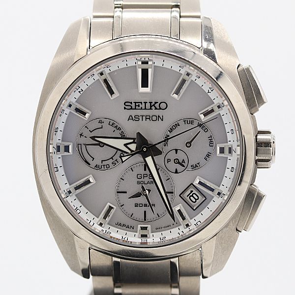 美品 稼働 箱/保付 セイコー アストロン SBXC063 5X53-0AV0 電波ソーラー クロノ シルバー文字盤 メンズ腕時計 4407700 2OKT ABC18827 KMT