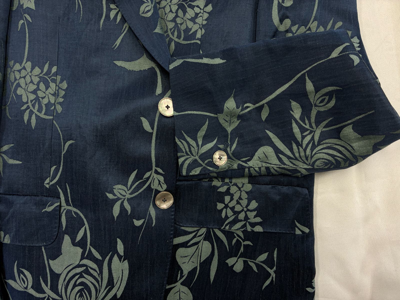 【未使用タグ付】ポールスミスコレクション　裏地花柄　テーラードジャケットLサイズ 未使用】Paul Smith COLLECTION ポールスミス コレクション 麻シルク