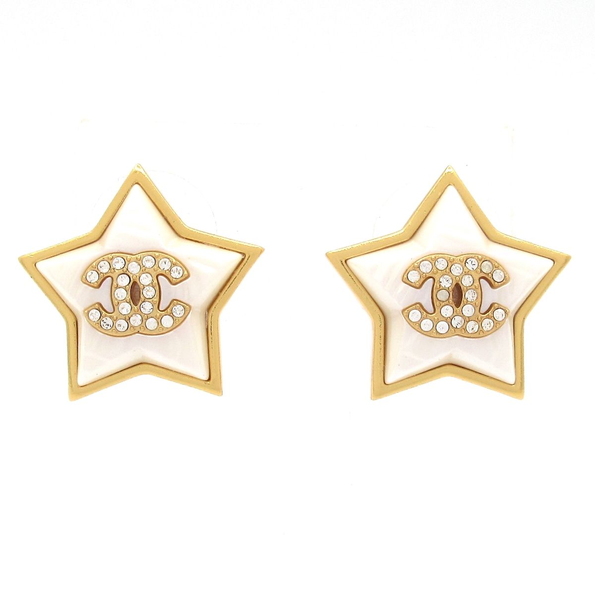 CHANEL(シャネル) ピアス美品 コメット,ココマーク 白×ゴールド×クリア 