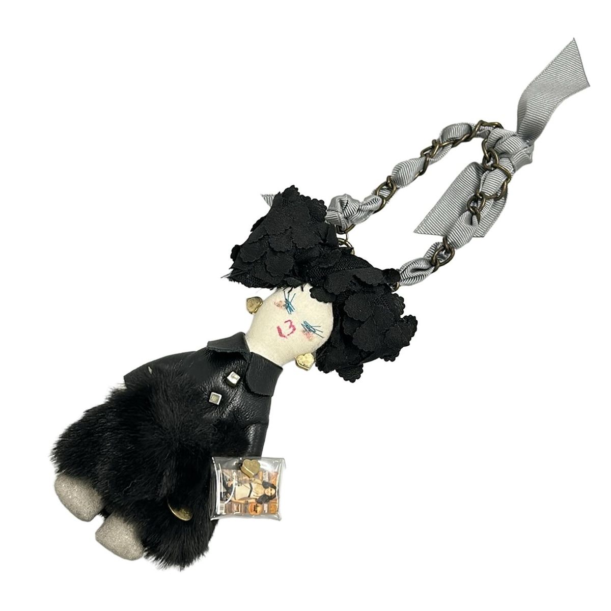 Demodee(デモデ) キーホルダー(チャーム) - アイボリー×黒×マルチ