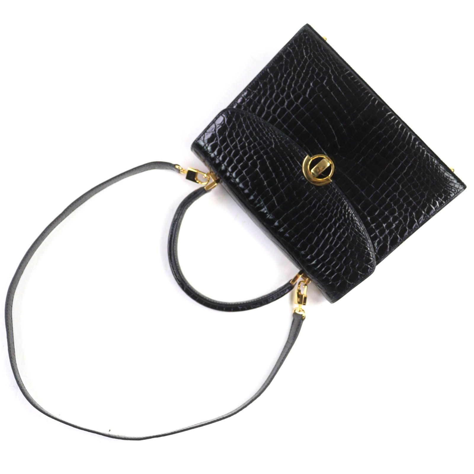 美品◇KWANPEN クワンペン シャイニークロコダイルレザー 2WAY 
