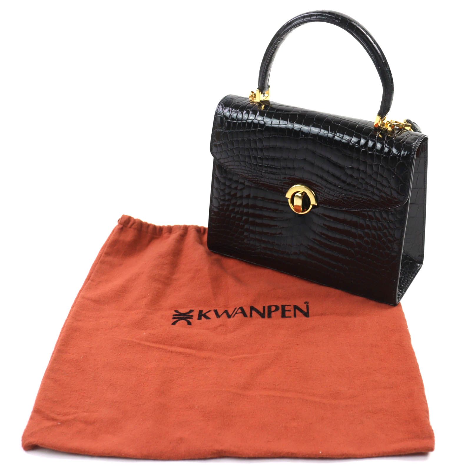 美品◇KWANPEN クワンペン シャイニークロコダイルレザー 2WAY 