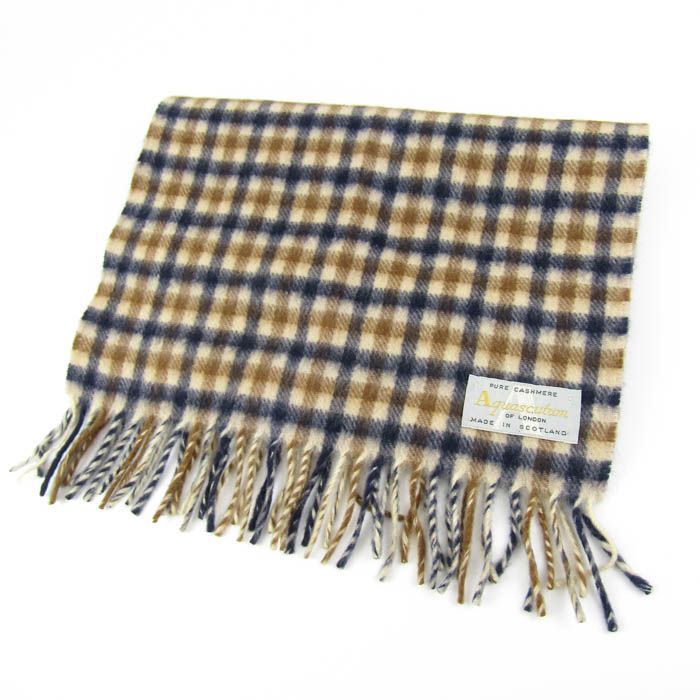 アクアスキュータム マフラー ストール カシミヤ チェック柄