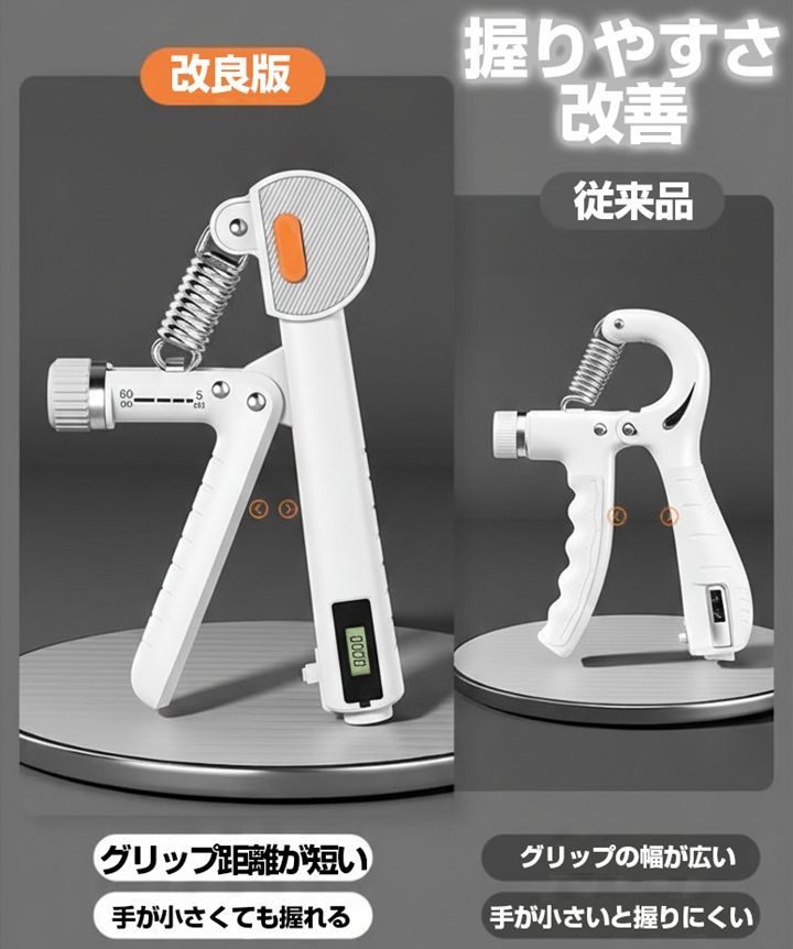 ハンドグリップ 5-60kg カウンター付 握力 トレーニング 器具 負荷調節