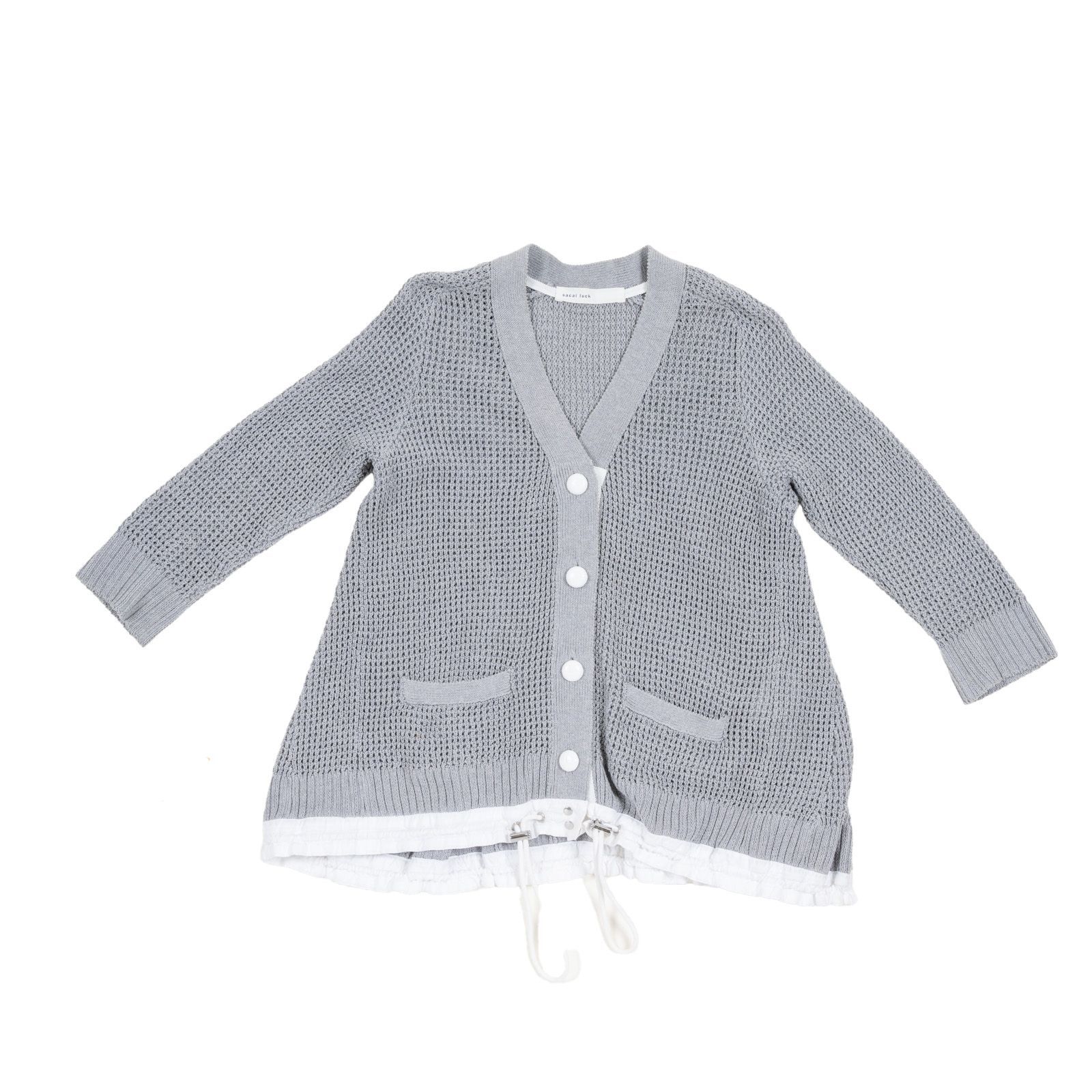 sacai luck メッシュ切替 ドローコード カーディガン グレー サイズ2