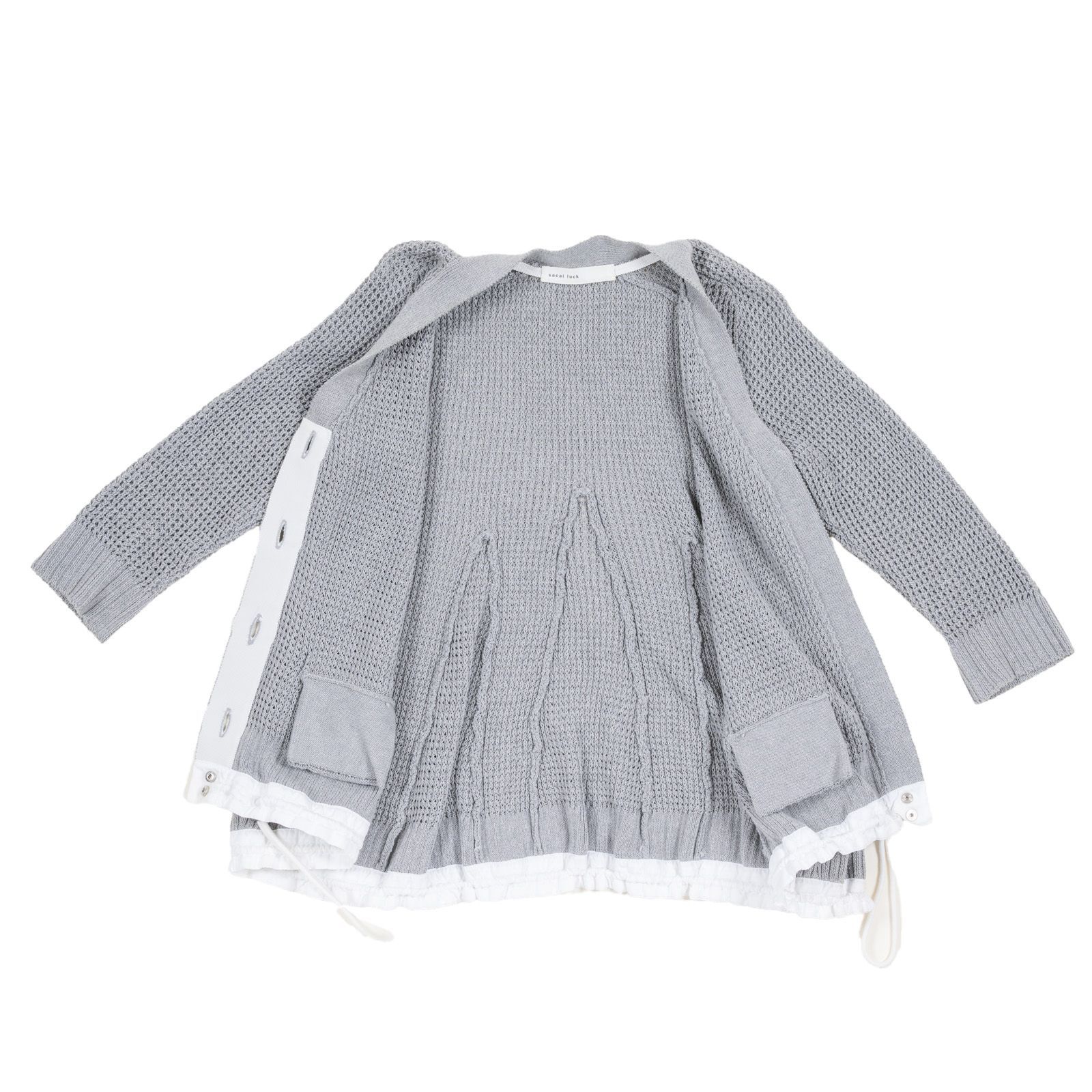 sacai luck メッシュ切替 ドローコード カーディガン グレー サイズ2