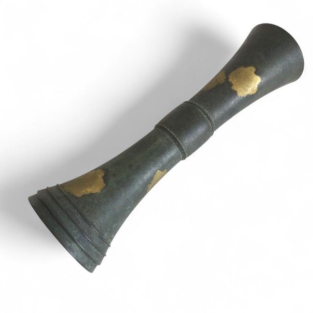 立鼓式 塗金銅花器 平安 秦蔵六造 銅製 銅器 花器 華道具 古美術