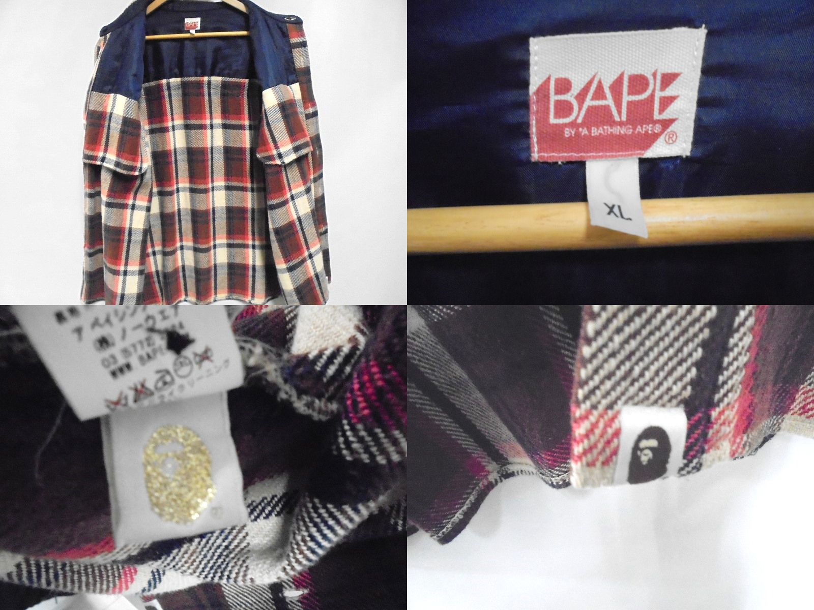 A BATHING APE ラブジェネチェック 長袖シャツ M BAPE a bathing ape