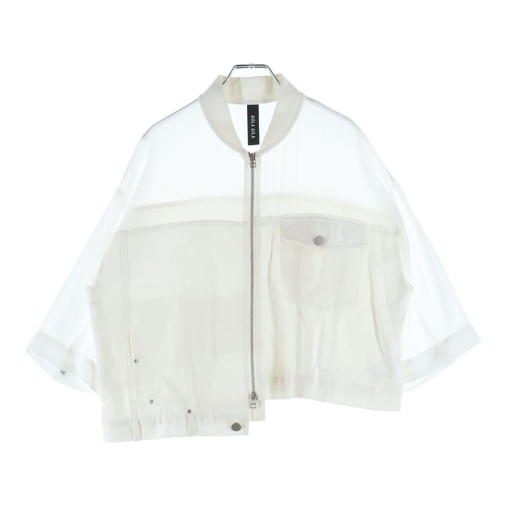 AULA AILA (アウラアイラ) シースルー デニム切り替えし ジップアップ