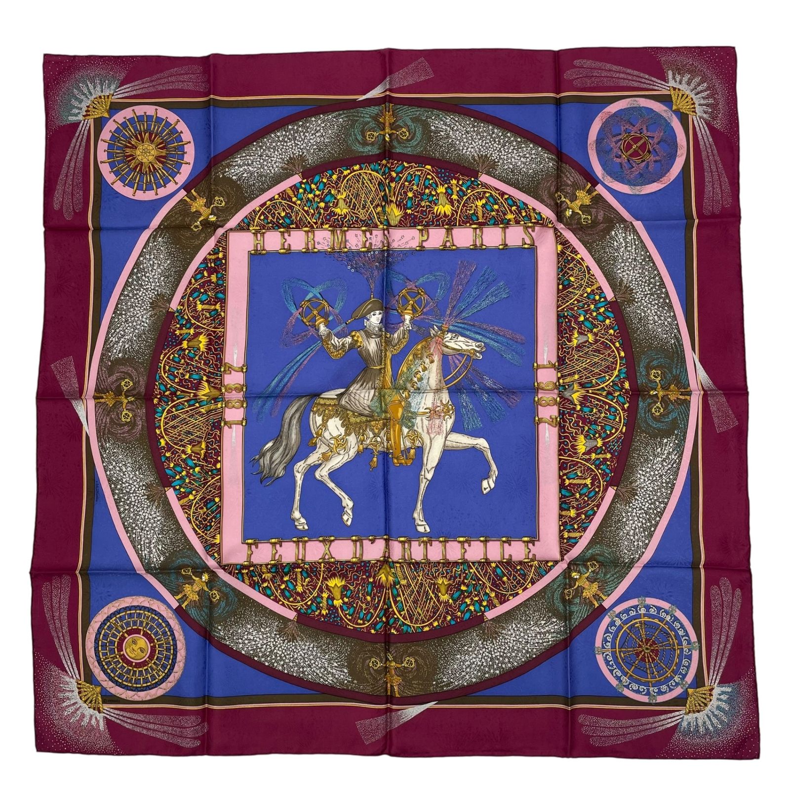 新品同様 HERMES エルメス スカーフ シルク カレ90 FEUX D'ARTIFICE