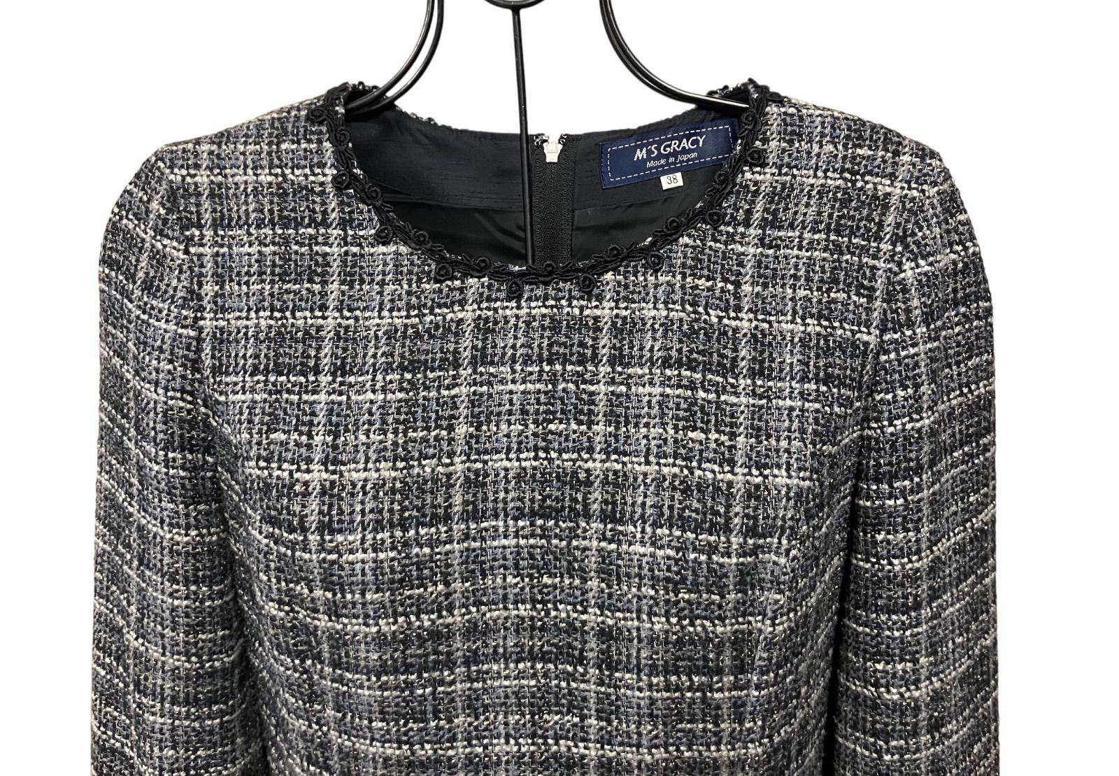 ZJL03 M'S GRACY エムズグレイシー ツイード ワンピース グレー 38