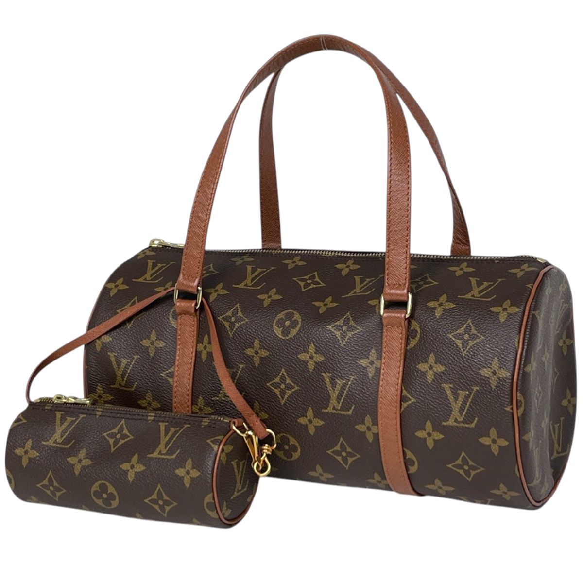 ルイヴィトン モノグラム パピヨン30 ハンドバッグ 筒型　旧型 ルイ・ヴィトン Louis Vuitton パピヨン30 バレルバッグ 筒型 旧旧型