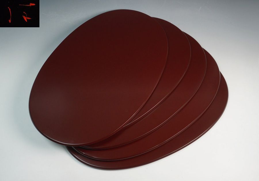 輪島塗 箱瀬淳一 作 小判膳 盆 5枚 紙箱 懐石道具 ヴァン クリーフ