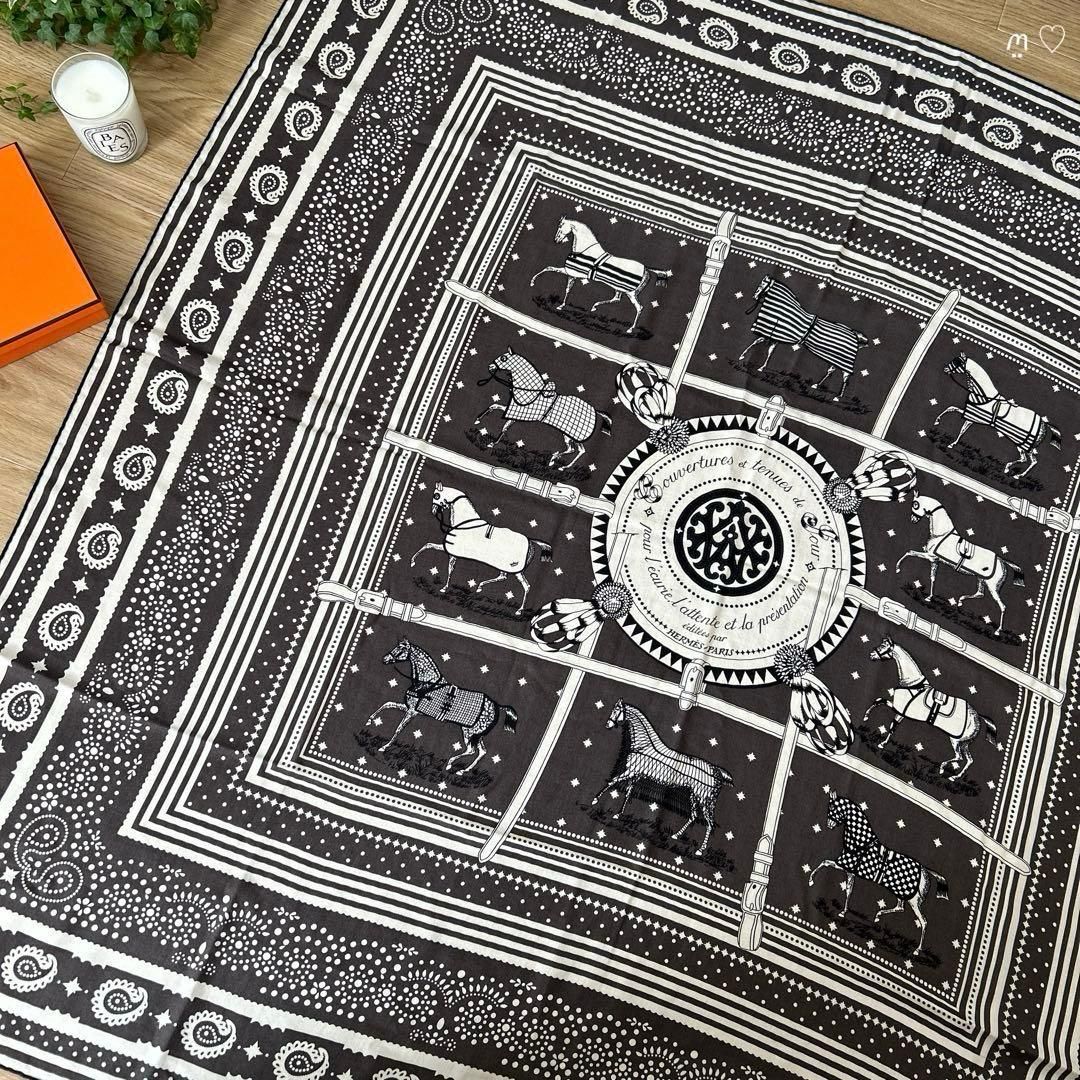 HERMES エルメス カレジェアン140 馬着バンダナ カシシル グリトープ 