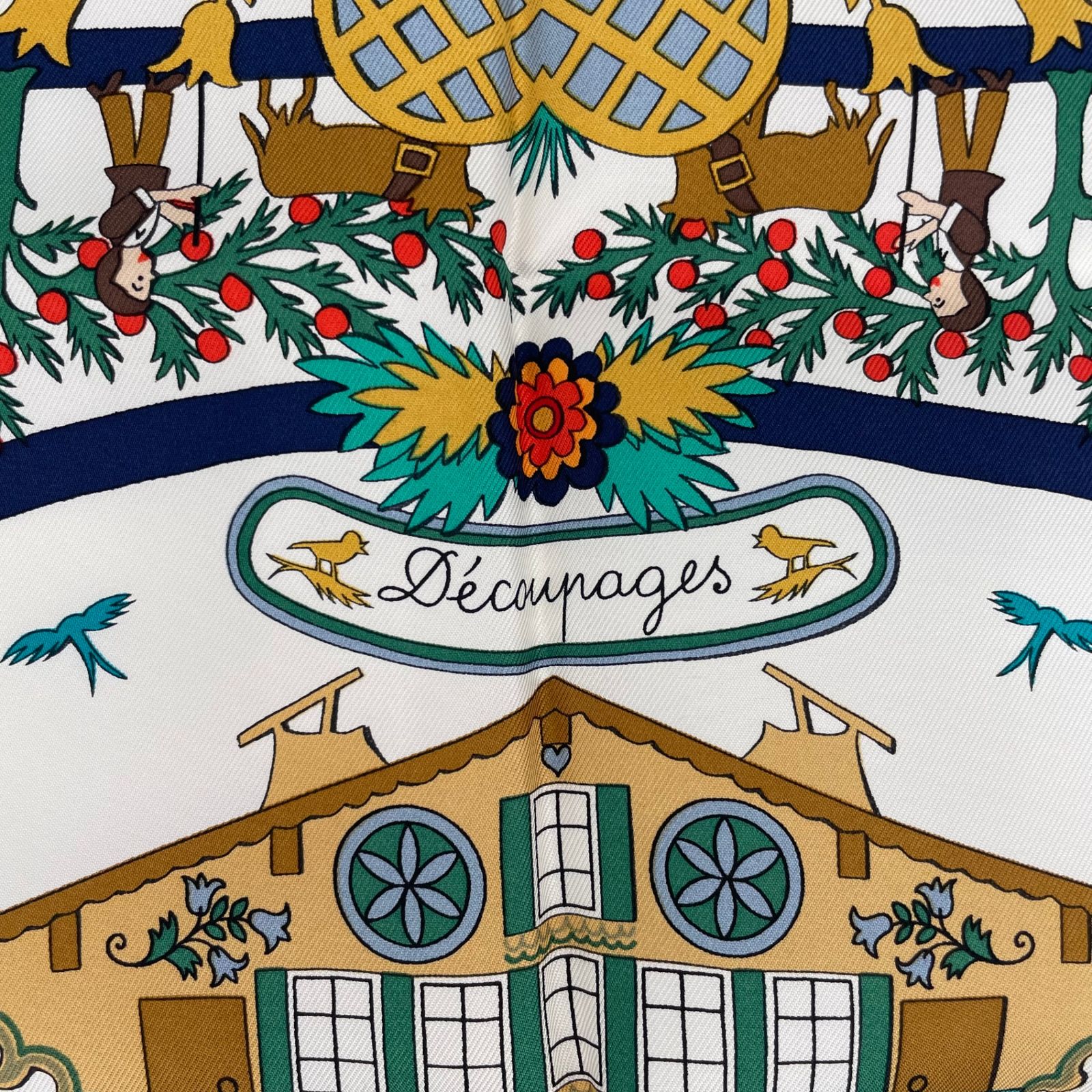 新品同様 HERMES エルメス スカーフ シルク カレ90 Decoupages 切り絵 