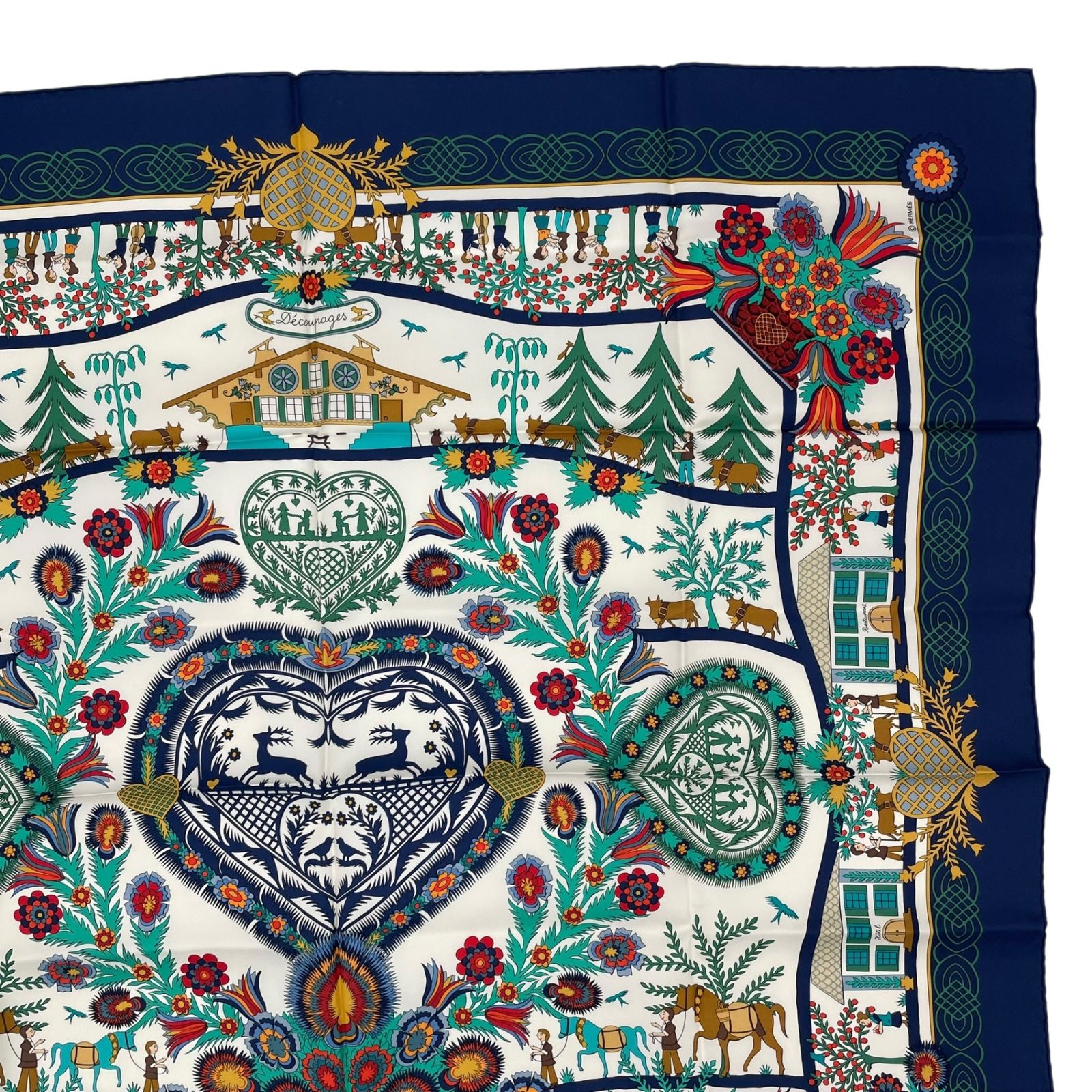 新品同様 HERMES エルメス スカーフ シルク カレ90 Decoupages 切り絵 