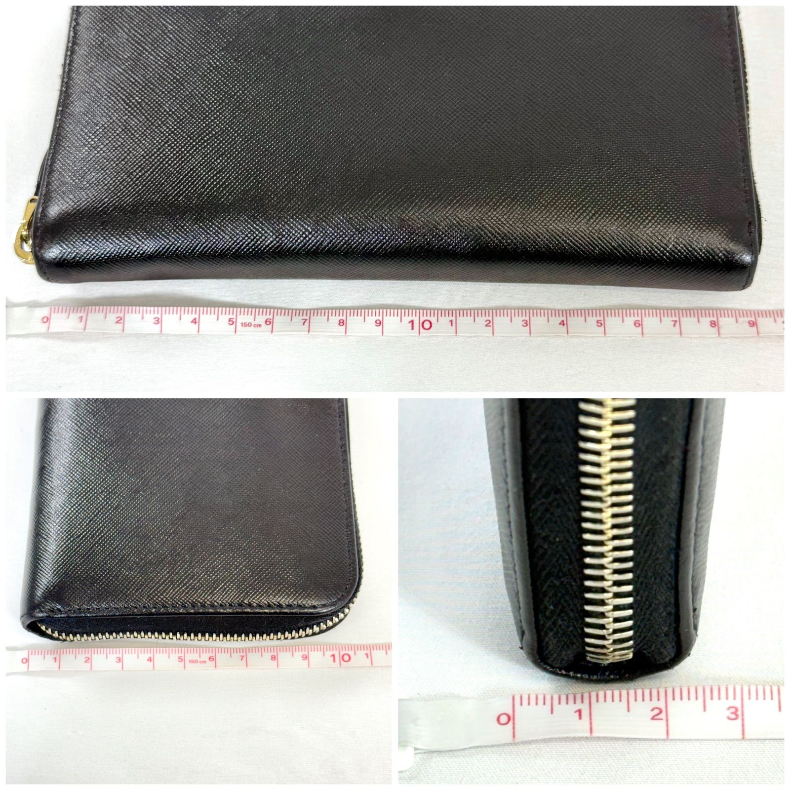 プラダ ラウンド 長財布 レディース サフィアーノ メタル ブラック