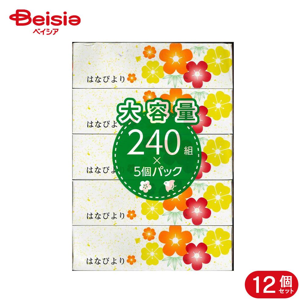 アスト 花日和ボックスティシュ240組5P 12個