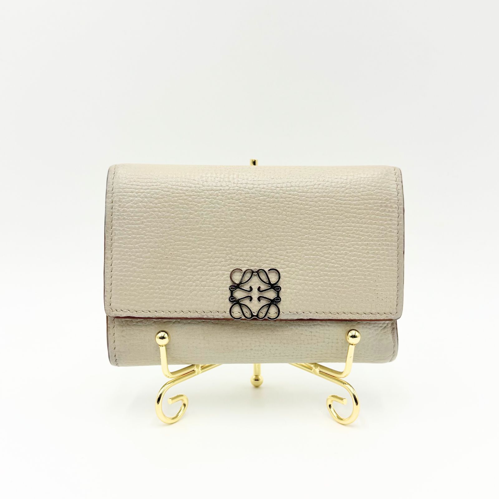 LOEWE ロエベ アナグラム スモール バーティカルウォレット グレージュ 