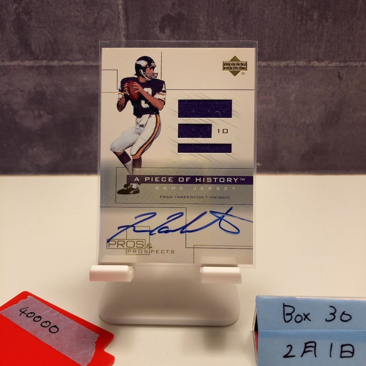 2001 Upper Deck Fran Tarkenton 直筆サインカード Minnesota Vikings A Piece of History カード