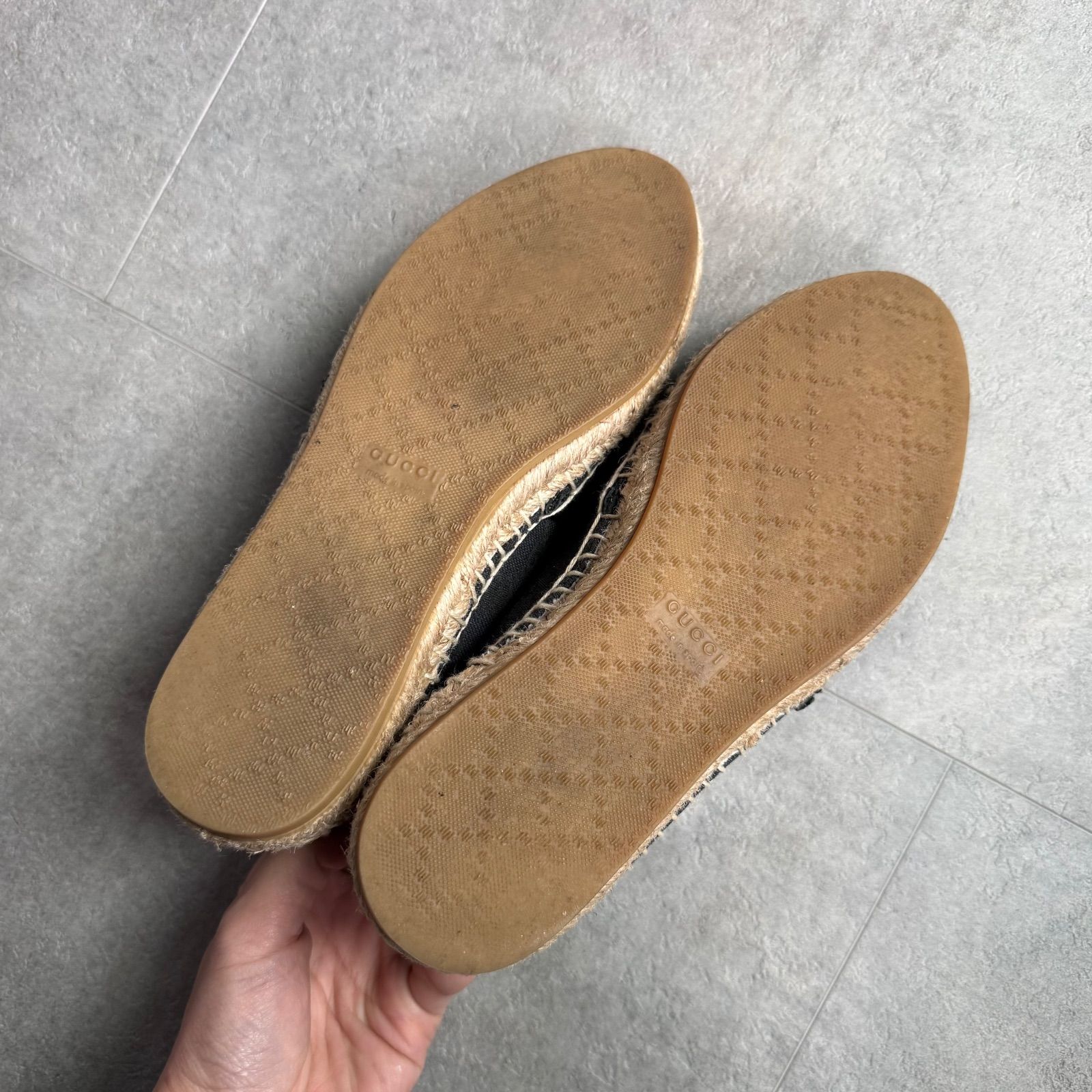 GUCCI グッチ GGキャンバス エスパドリーユ ブラック 黒 スリッポン 34 