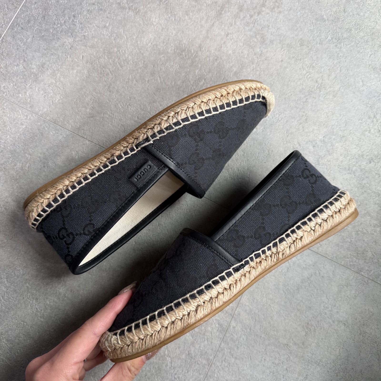 GUCCI グッチ GGキャンバス エスパドリーユ ブラック 黒 スリッポン 34 