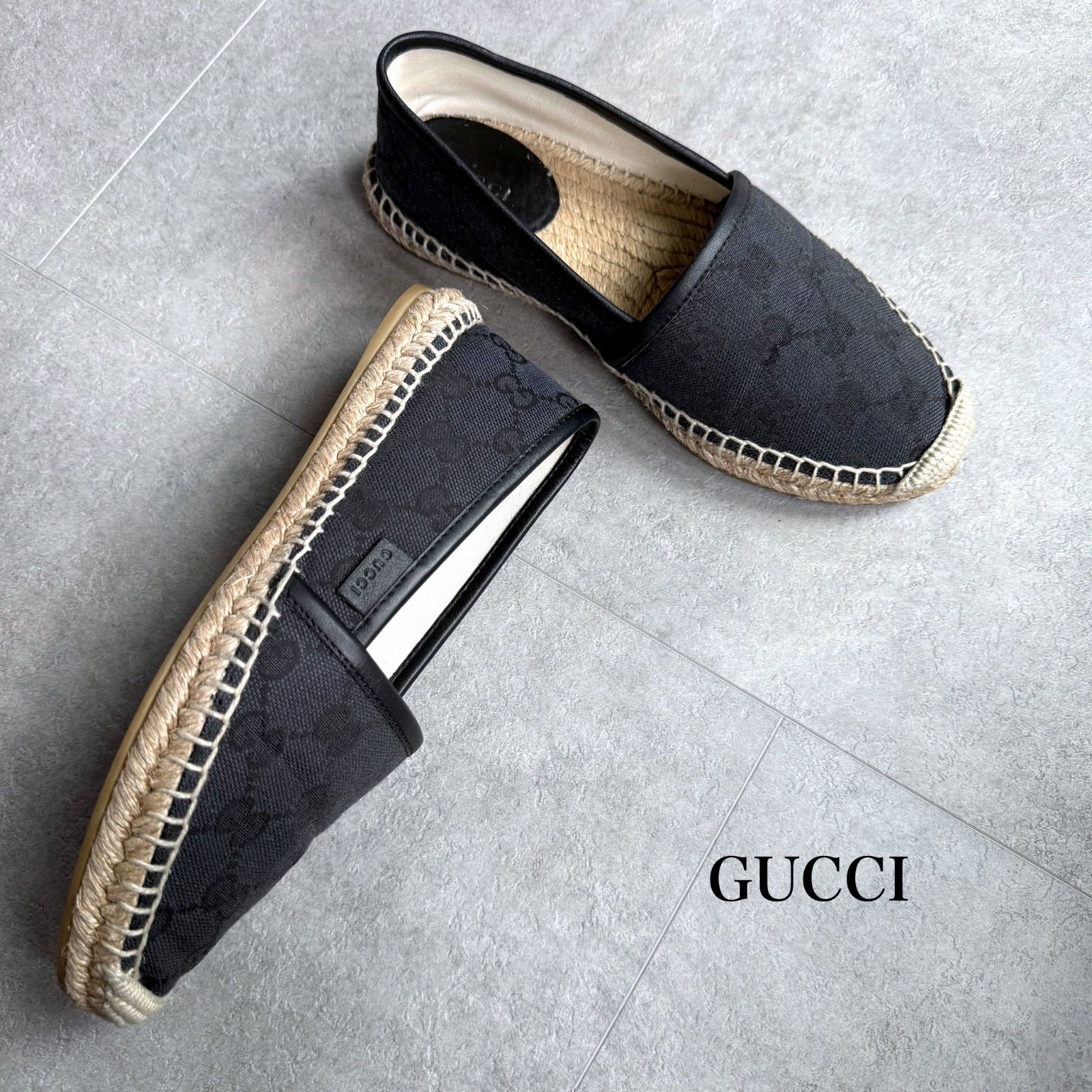 GUCCI グッチ GGキャンバス エスパドリーユ ブラック 黒 スリッポン 34 