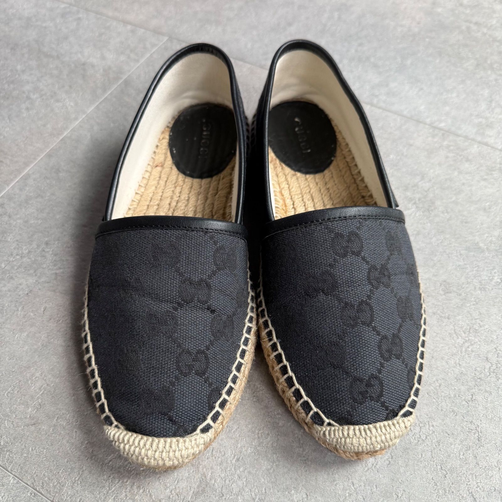 GUCCI グッチ GGキャンバス エスパドリーユ ブラック 黒 スリッポン 34 