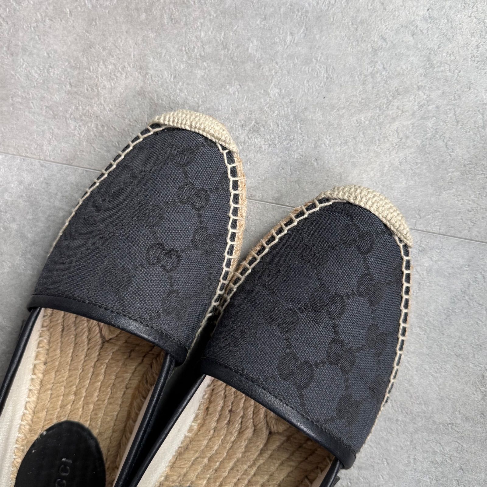 GUCCI グッチ GGキャンバス エスパドリーユ ブラック 黒 スリッポン 34 