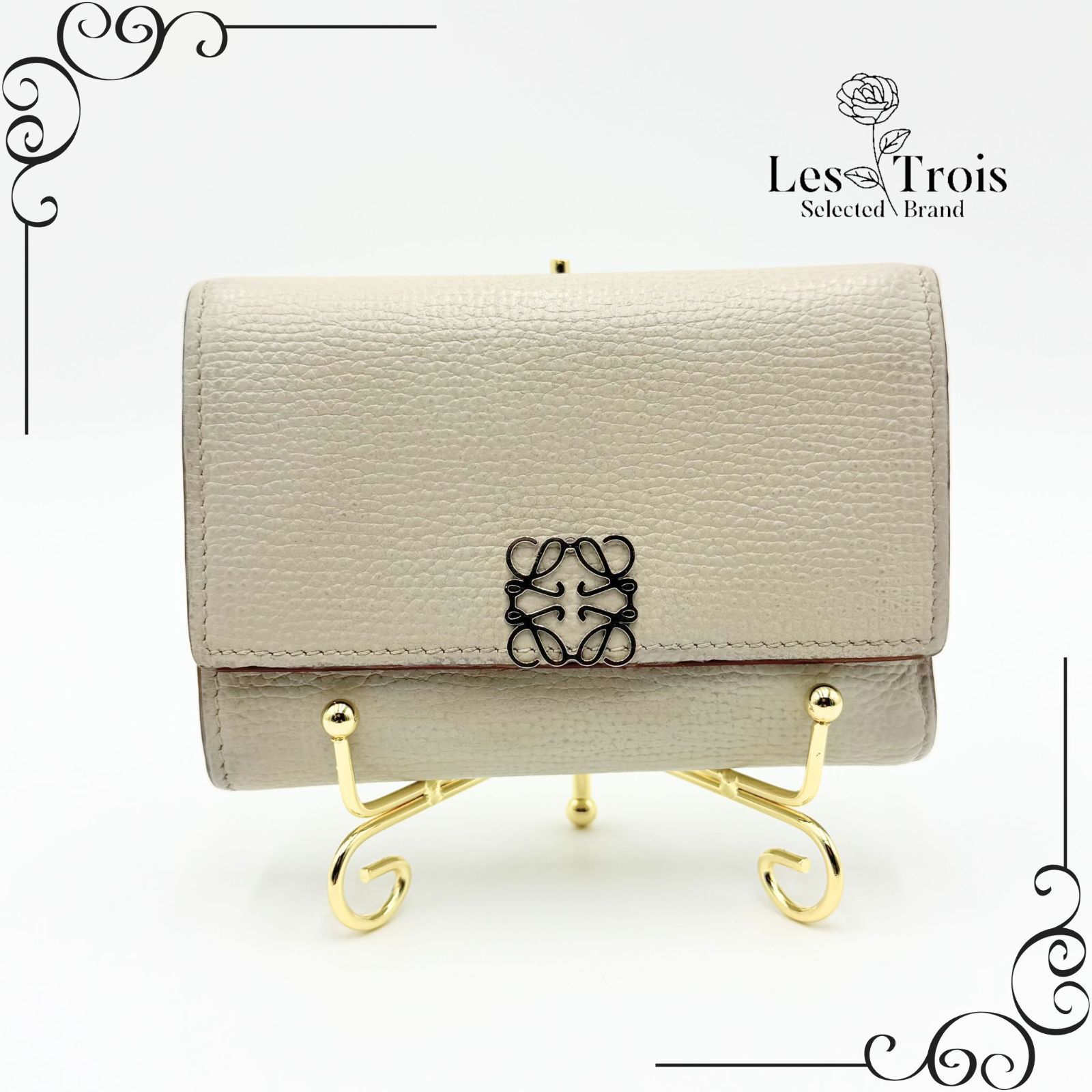 LOEWE ロエベ アナグラム スモール バーティカルウォレット グレージュ 
