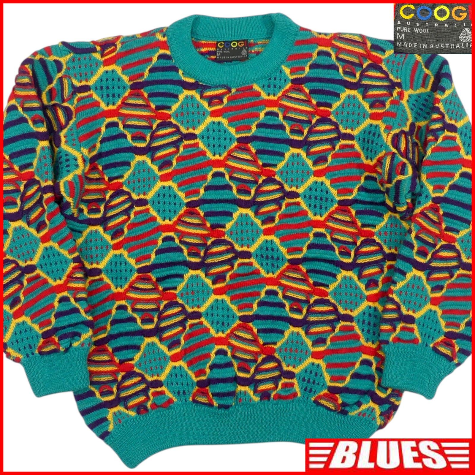 COOGI クージー オーストラリア製 セーター M ニット 総柄 古着 メンズ 