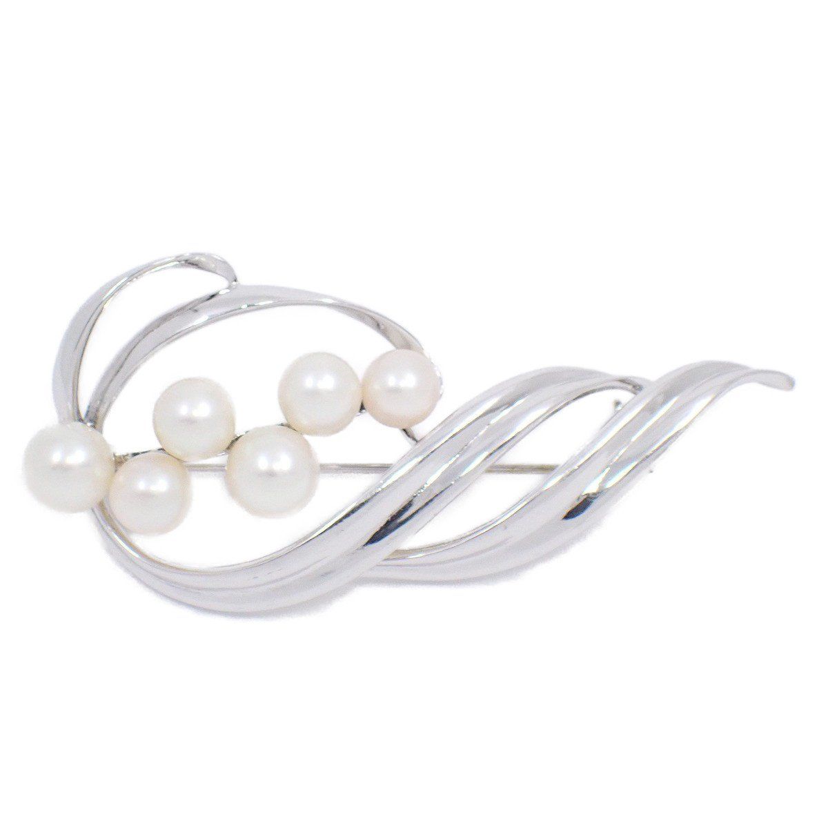 MIKIMOTO ミキモト リーフモチーフ ブローチ シルバー⁄パール6粒