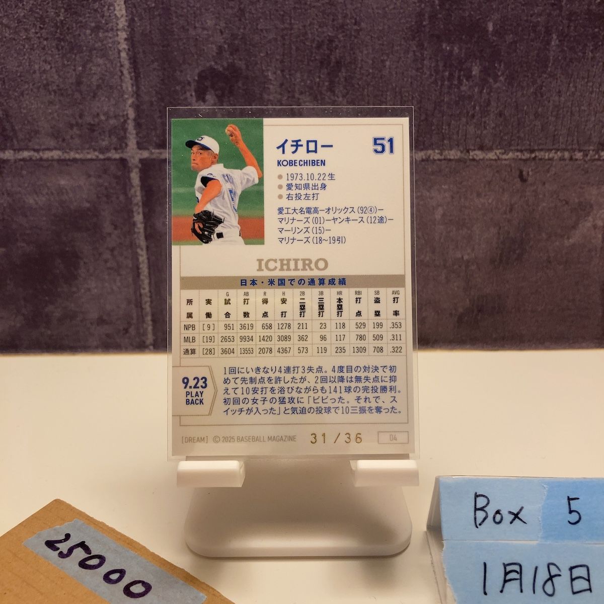 2025 BBM イチロー 31/36 神戸智弁 Dream カード 星 ホロ 投手版 