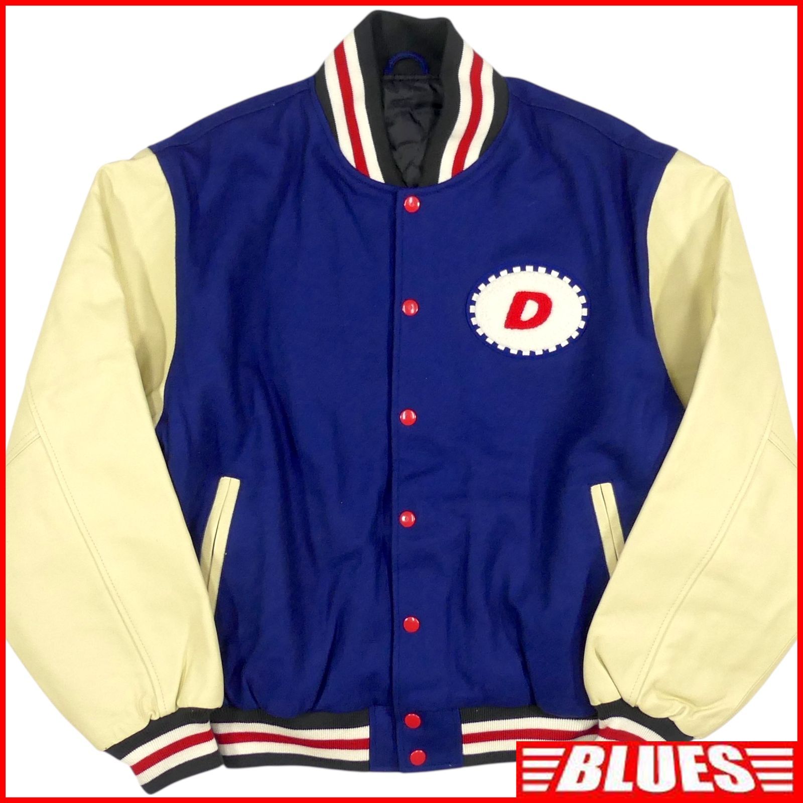 非売品 リポビタンD 抽プレ スタジャン L 古着 レザー 青 ワッペン 