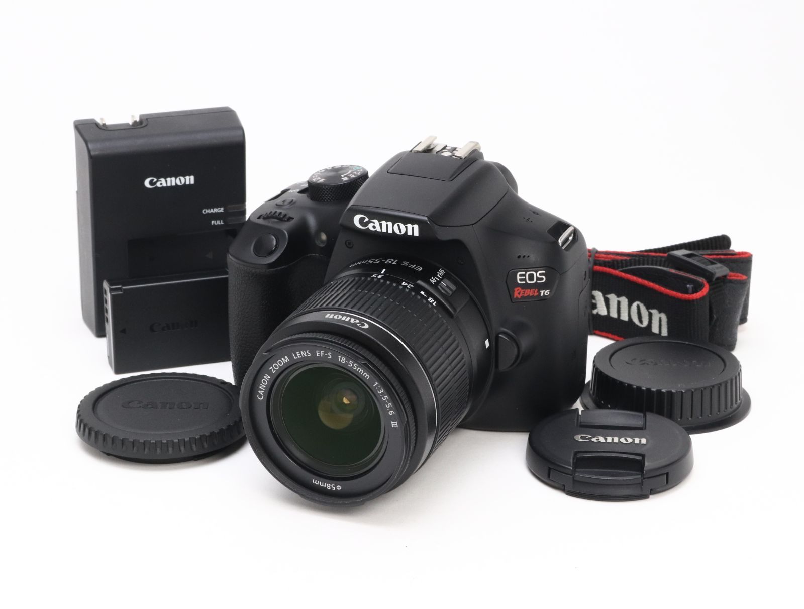 AB+ (Good) Canon Canon EOS Rebel T6 (EOS Kiss X80) EF-S 18-55mm F3.5-5.6 III Lens Kit Initial Defect Return Compatible 22-203