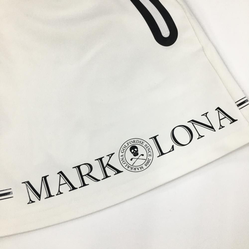 美品】マークアンドロナ スカート 白×黒 ストレッチ 裾ロゴ レディース