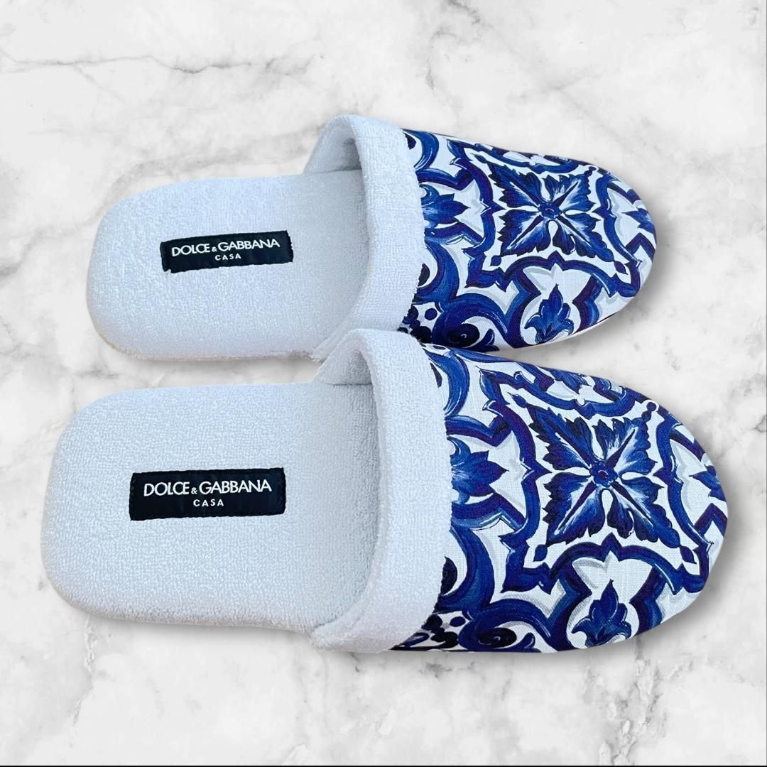 未使用 DOLCE&GABBANA CASA スリッパM ブルーマヨリカ柄 箱袋付 - メルカリ