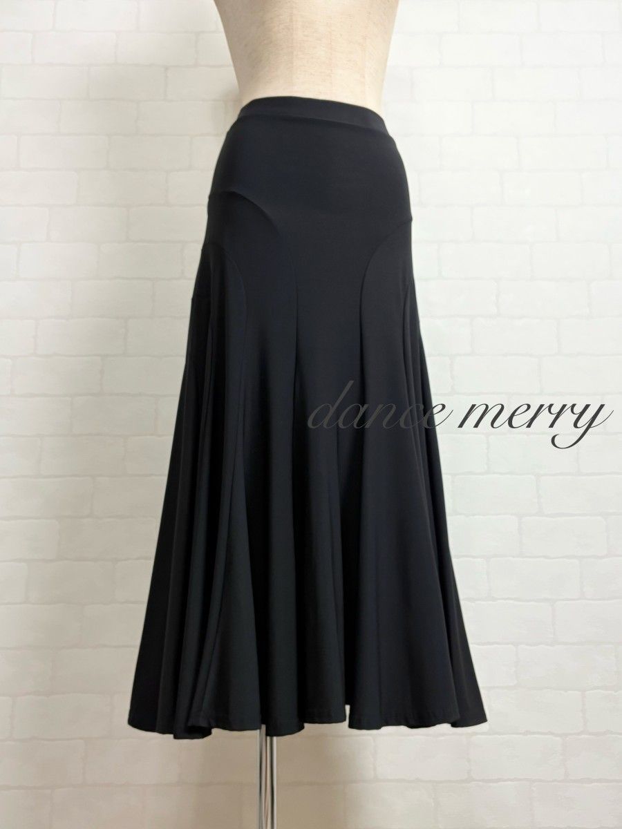 新品 社交ダンス 黒 スカート シンプル レッスン タンゴ ワルツ 2417
