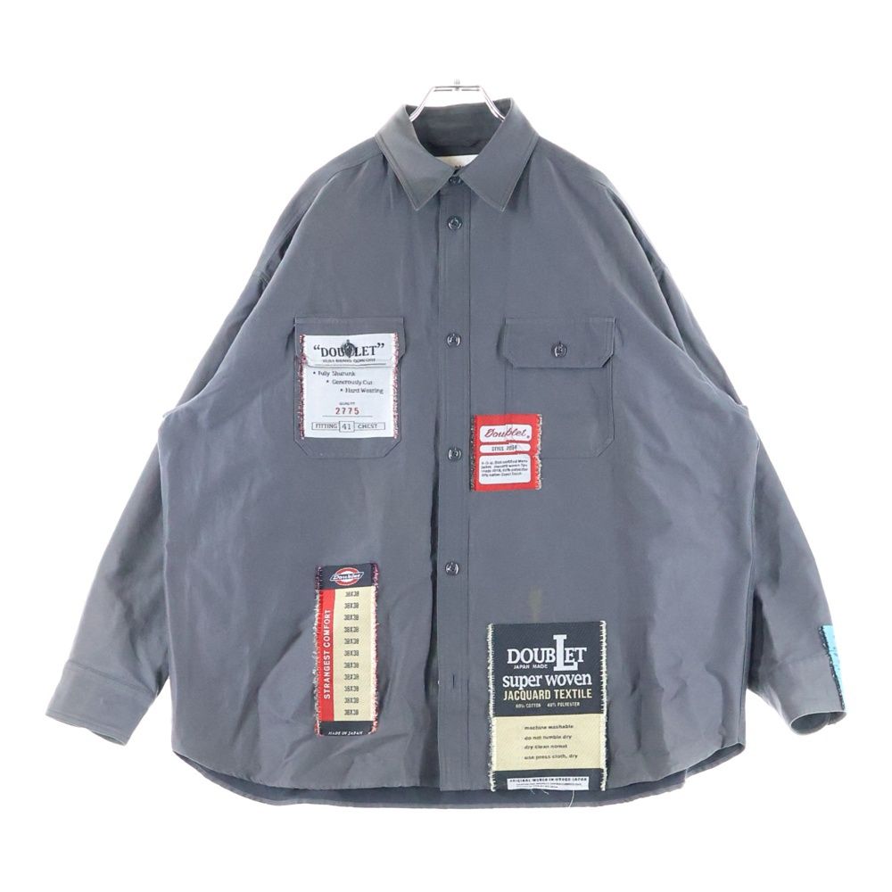 doublet (ダブレット) DEADSTOCK FLASHER JACQUARD SHIRT デッドストックフラッシャー ジャガード長袖シャツ グレー 18SS03Bl61