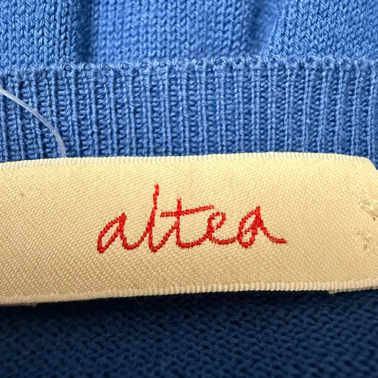 Altea アルテア 高級 Vネック コットンニット イタリア製 ブルー L 