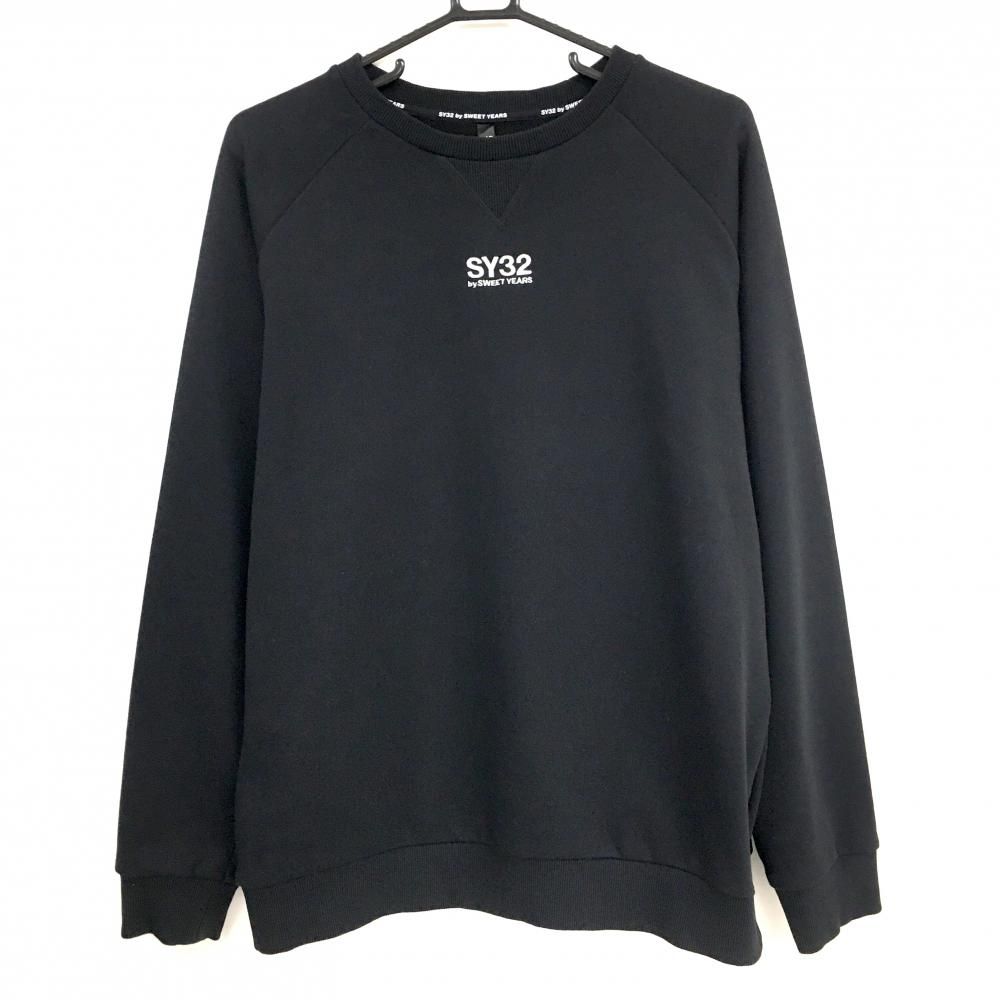 SY32 リバーシブルトレーナー 美品】SY32 トレーナー 黒×白 背面星柄 ロゴ メンズ XL ゴルフウェア
