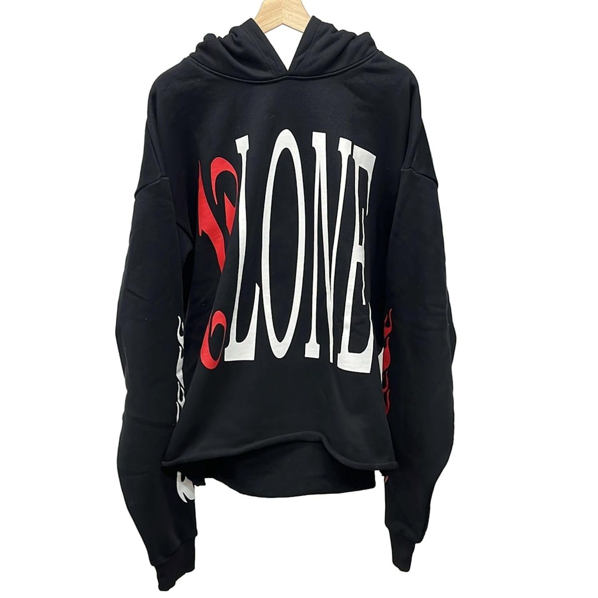 VLONE(ヴィーロン) パーカー サイズL メンズ美品 - 黒×白×レッド 長袖 