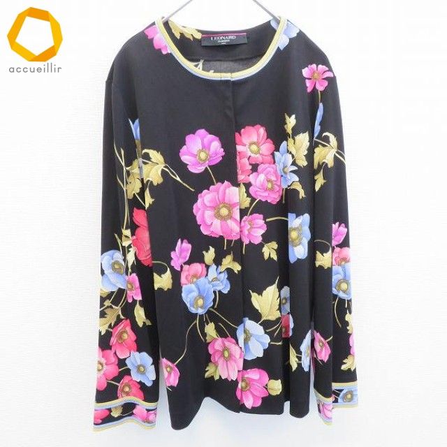 レオナール LEONARD カーディガン トップス 大きいサイズ 花柄 総柄